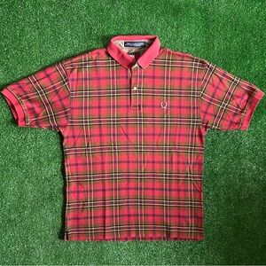 Tommy Hilfiger Red and Green Plaid Polo Shirt